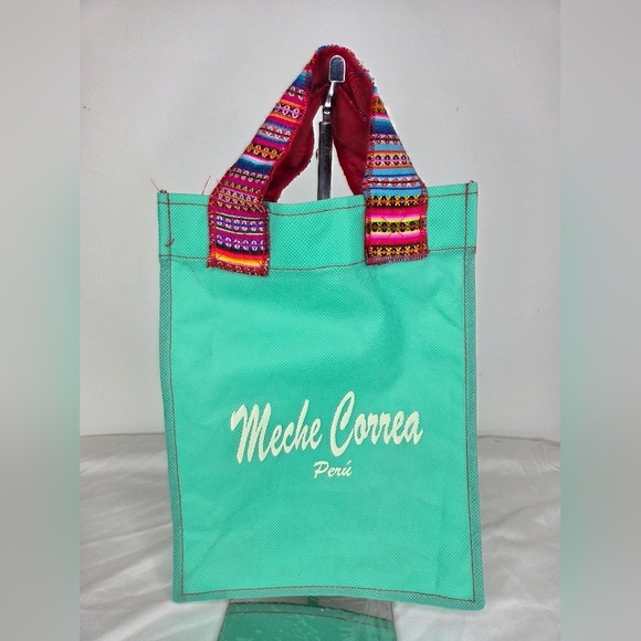 Meche Correa Other - Meche Correa 12" X 9"inch Small Shopping bag Green w/ Inca Fabric Handles